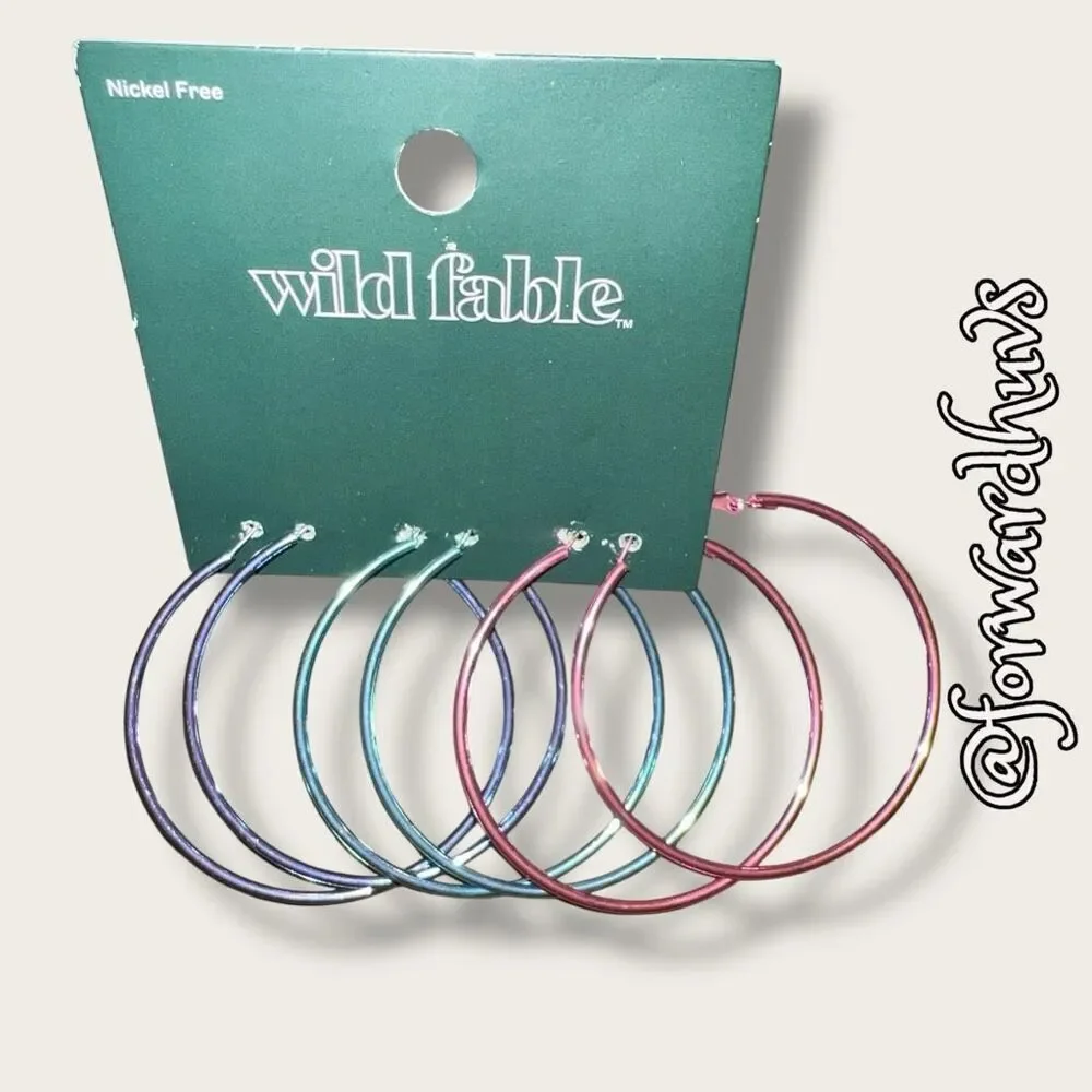 Bundle Sale 3 for $15 | Wild Fable Blue, Green & Pink Hoop Trio Earrings